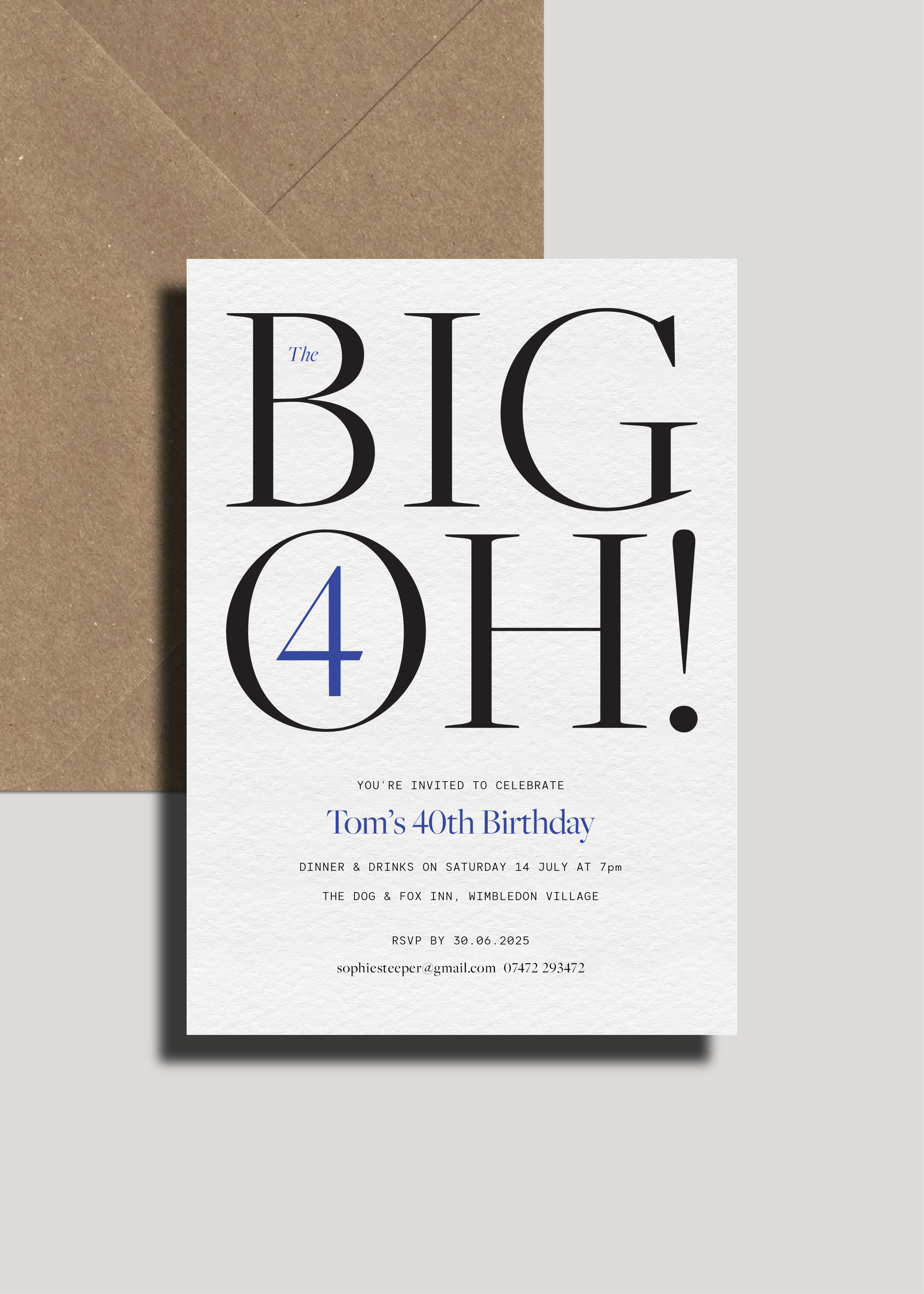 Tom's Big Oh Party Invites — Printed