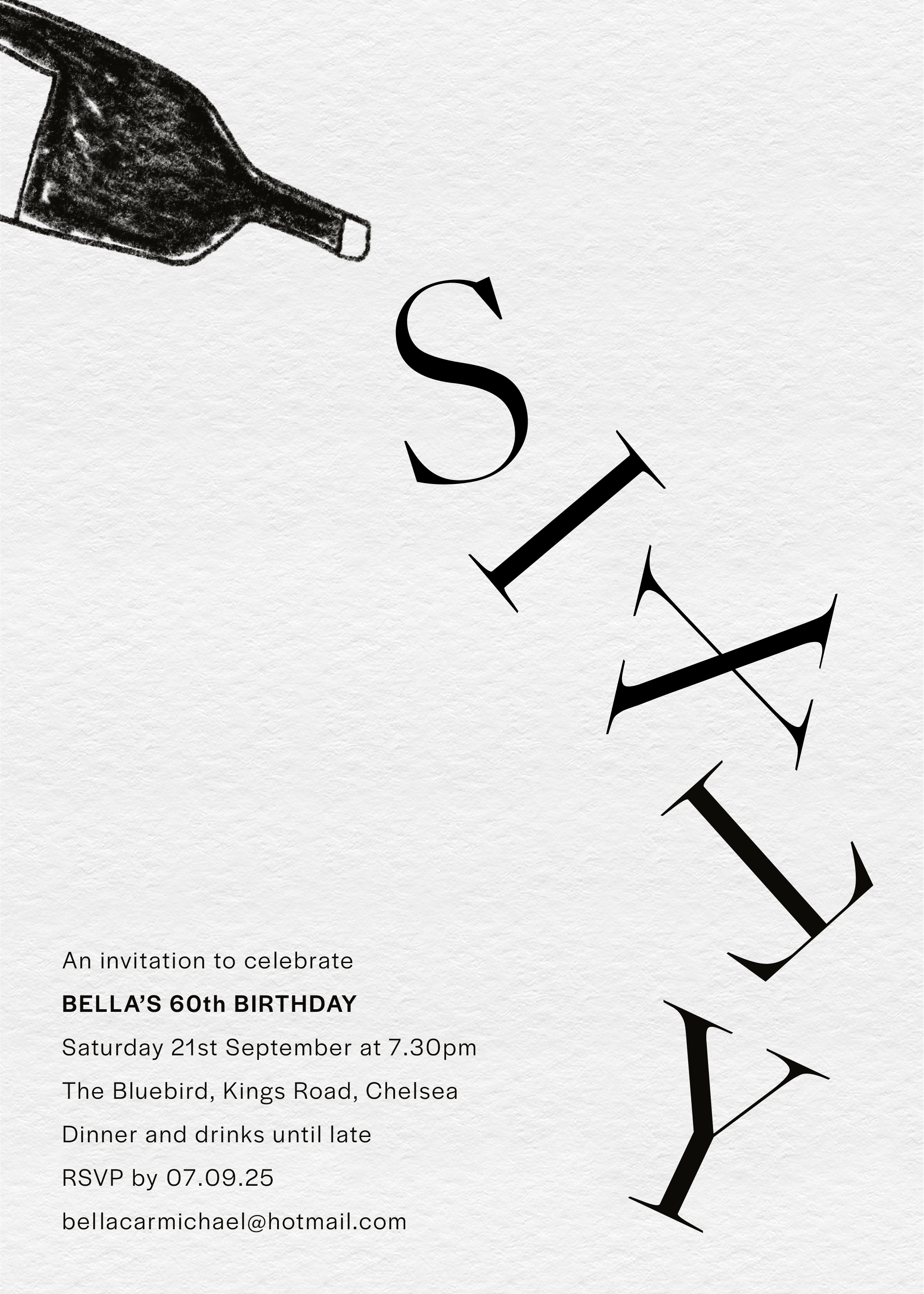 Bella's Wine Invite — Printed