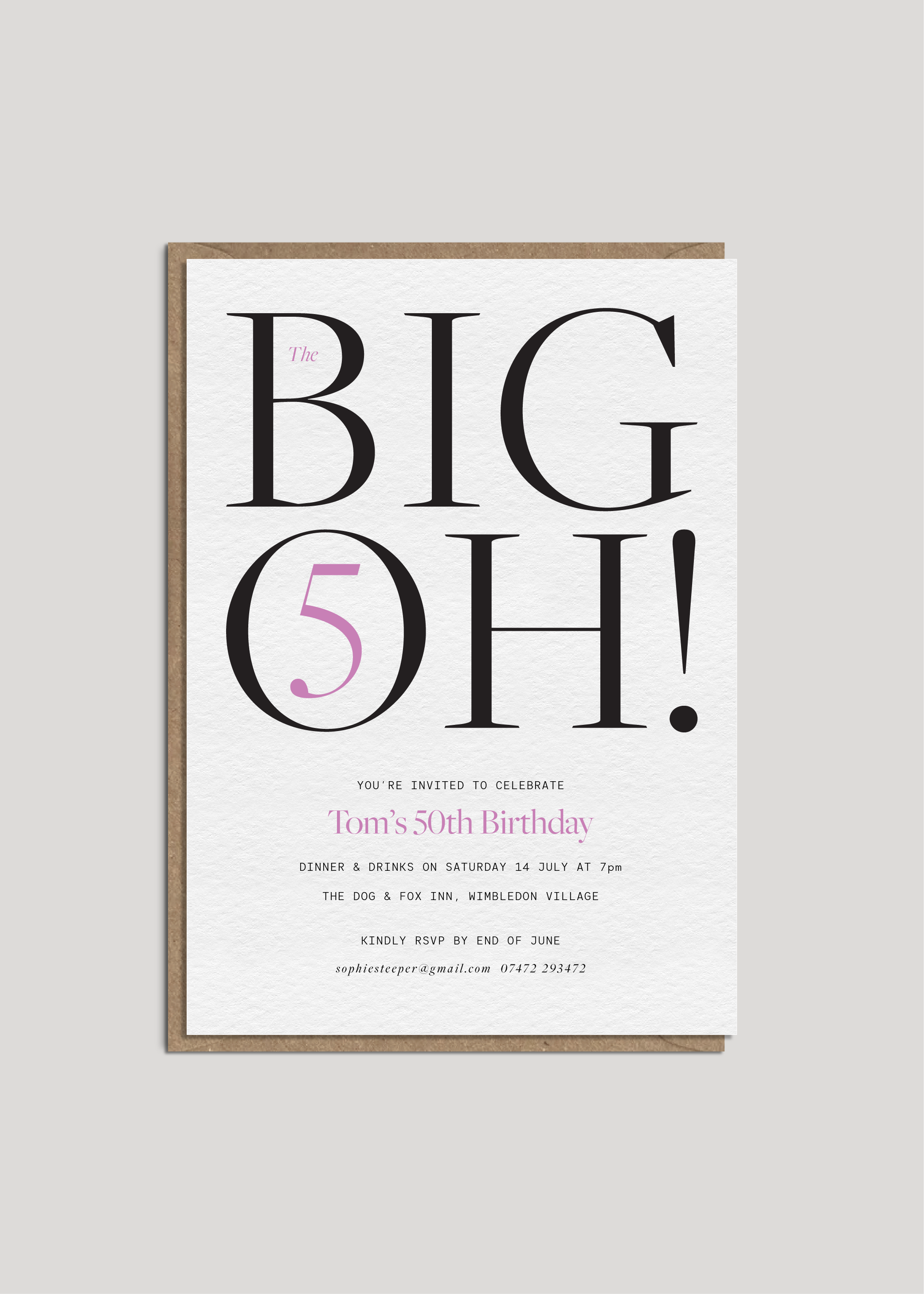 Tom's Big Oh Invite — Printed