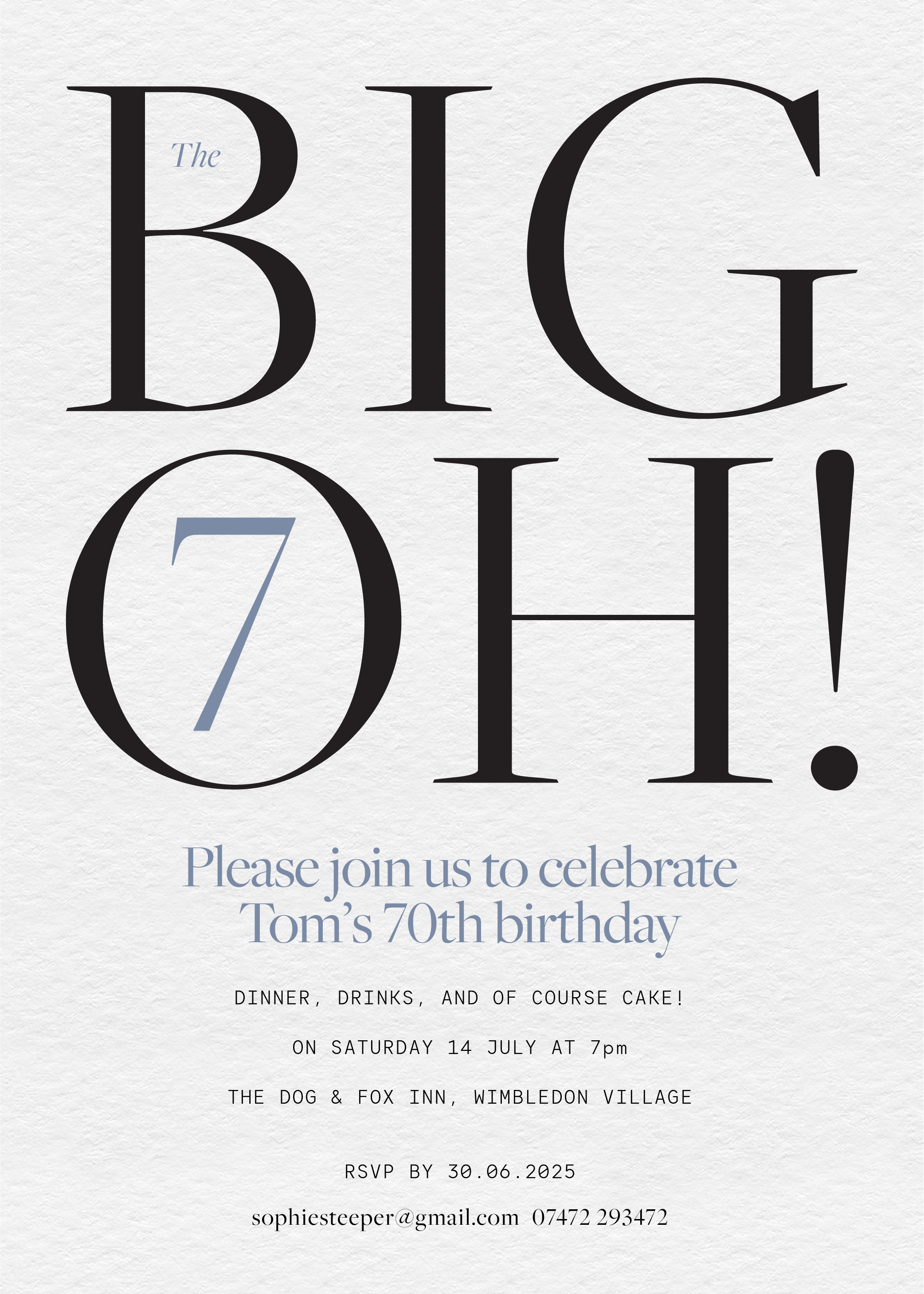 Tom's Big Oh Invite — Printed