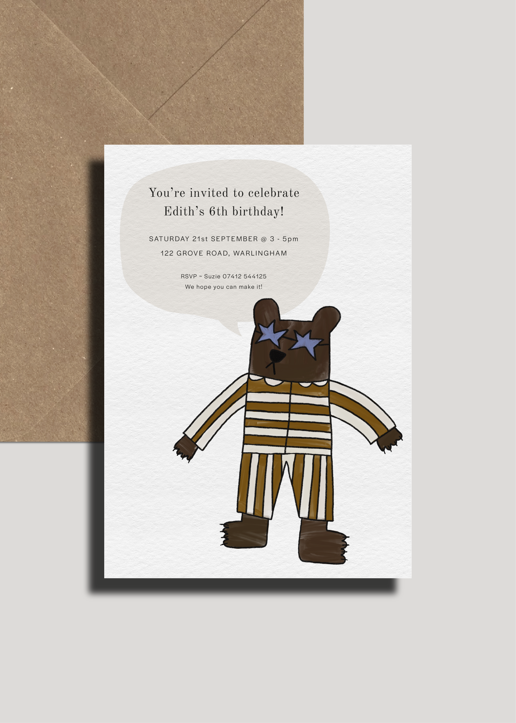 Edith's Beary Fun Invite — Printed