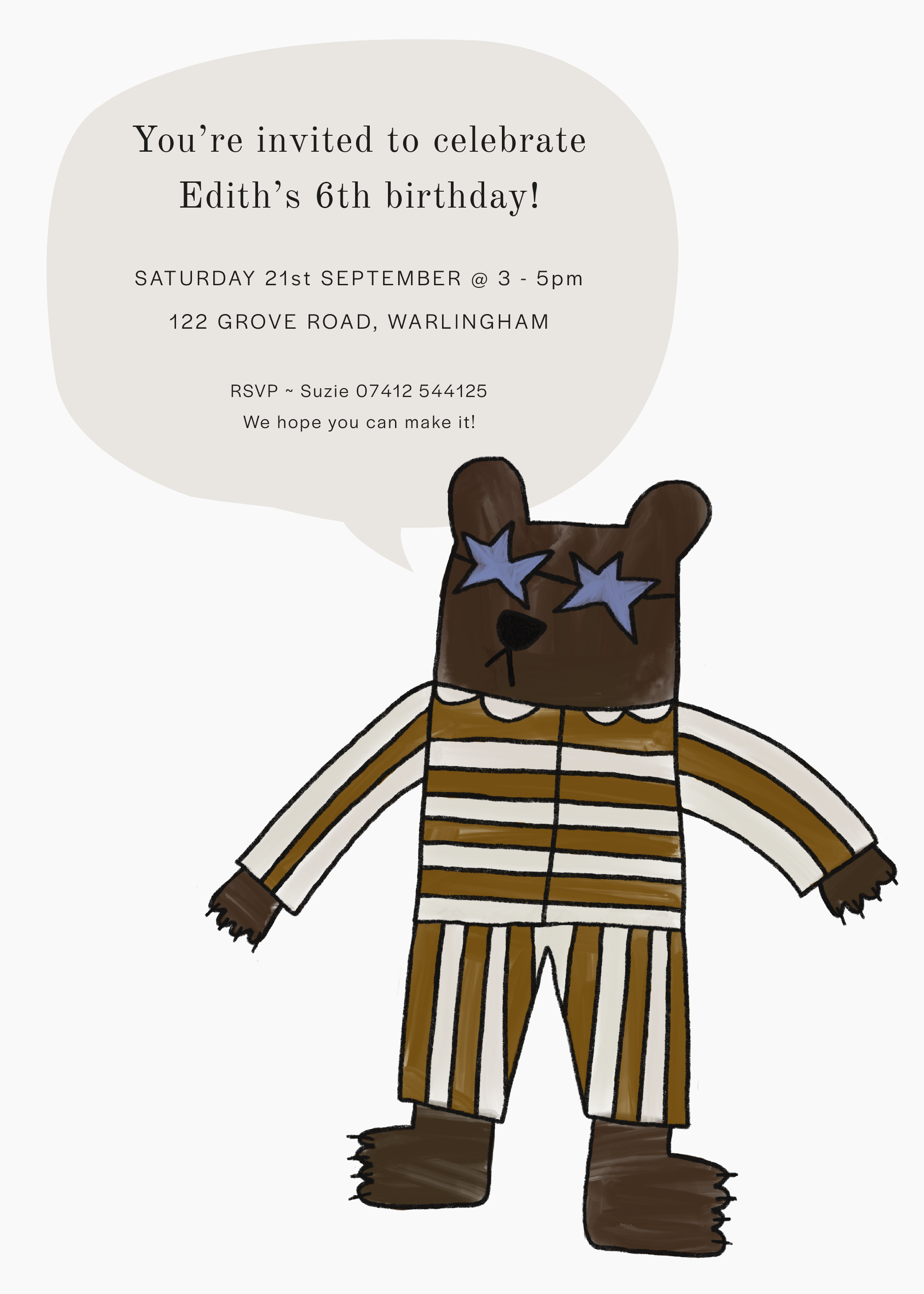 Edith's Beary Fun Invite — Digital