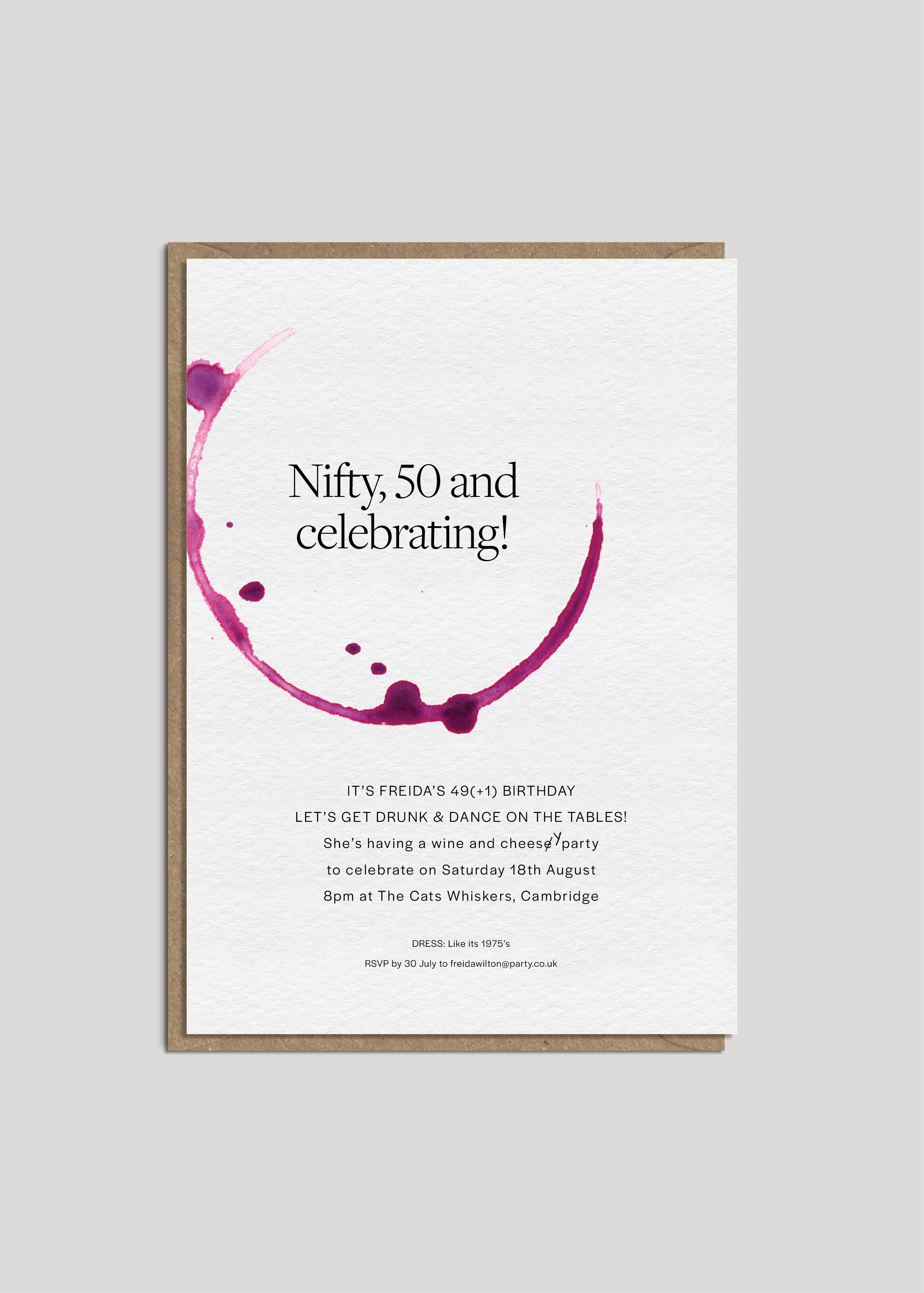 Freida's Fine Wine Party Invites — Printed
