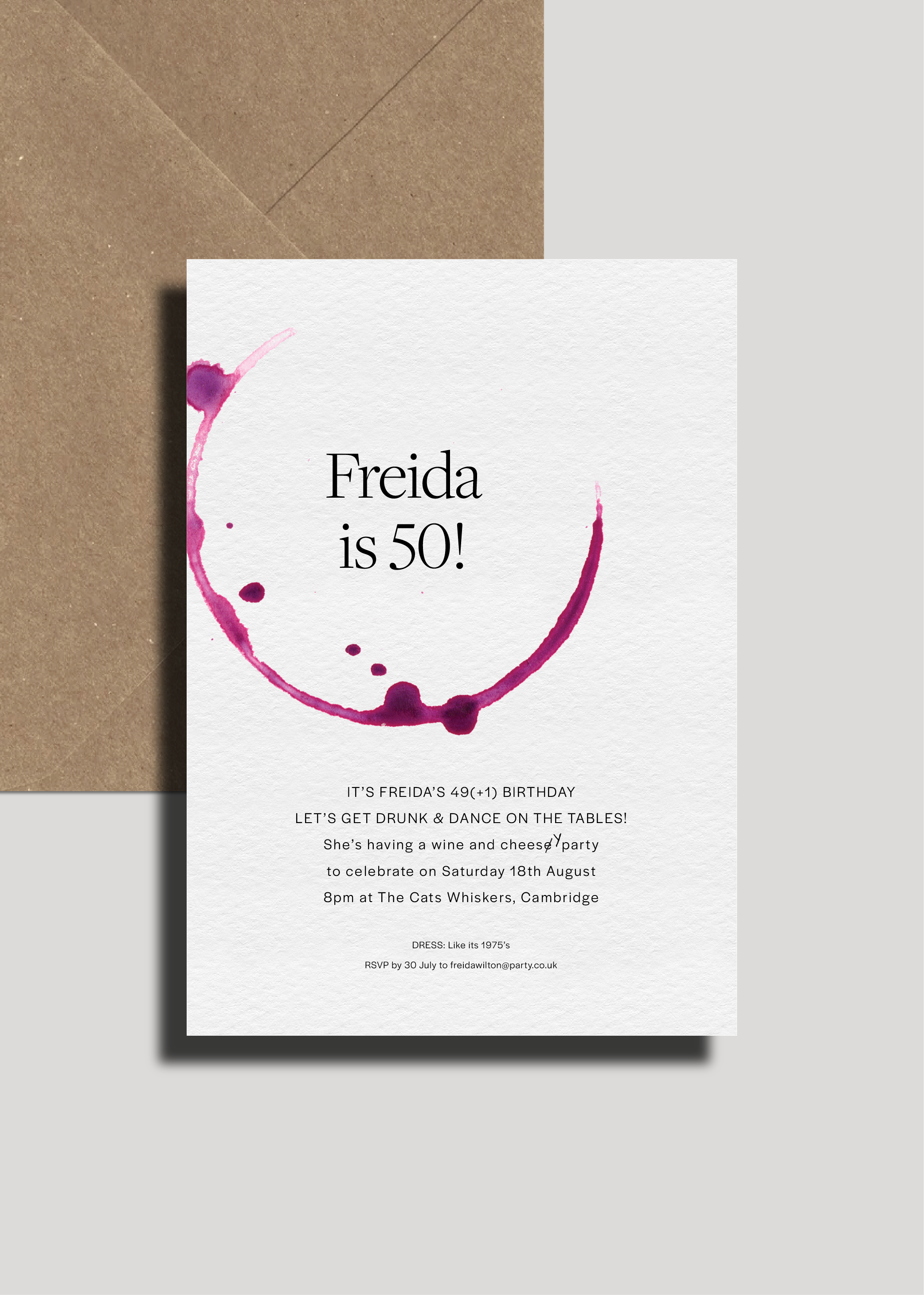 Freida's Fine Wine Party Invites — Printed