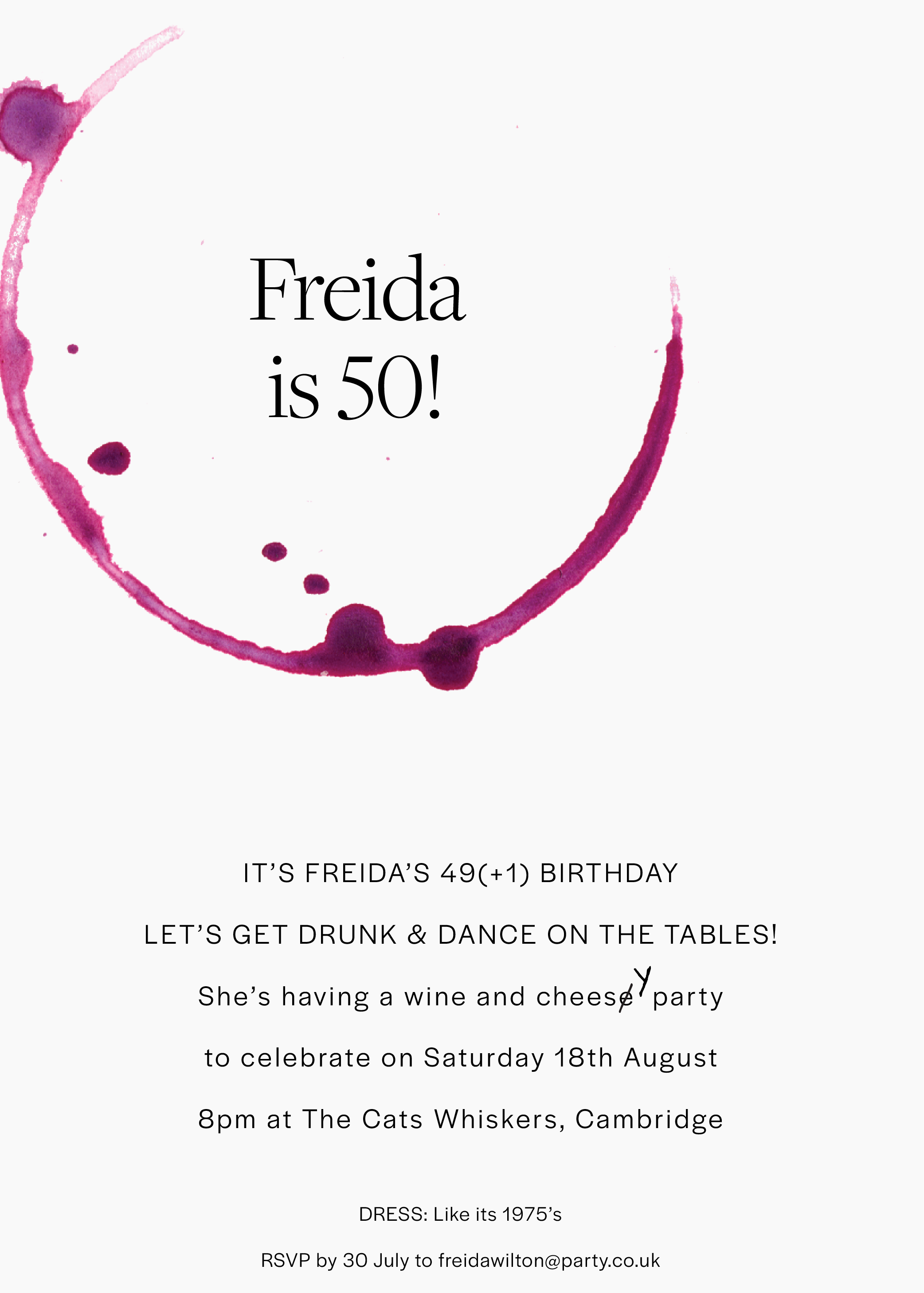 Freida's Fine Wine Invite — Digital