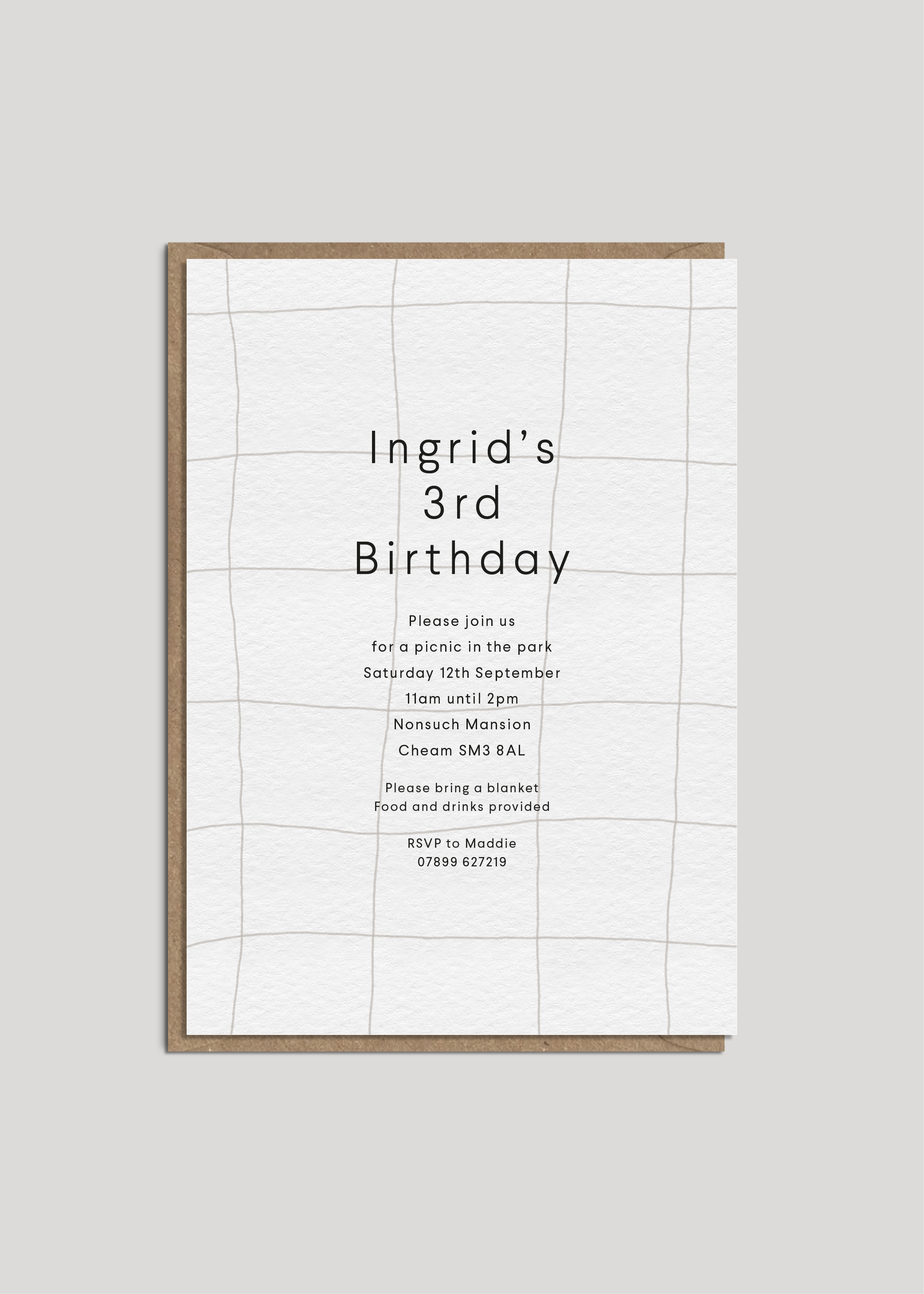 Ingrid's Fancy Grid Party Invites — Printed