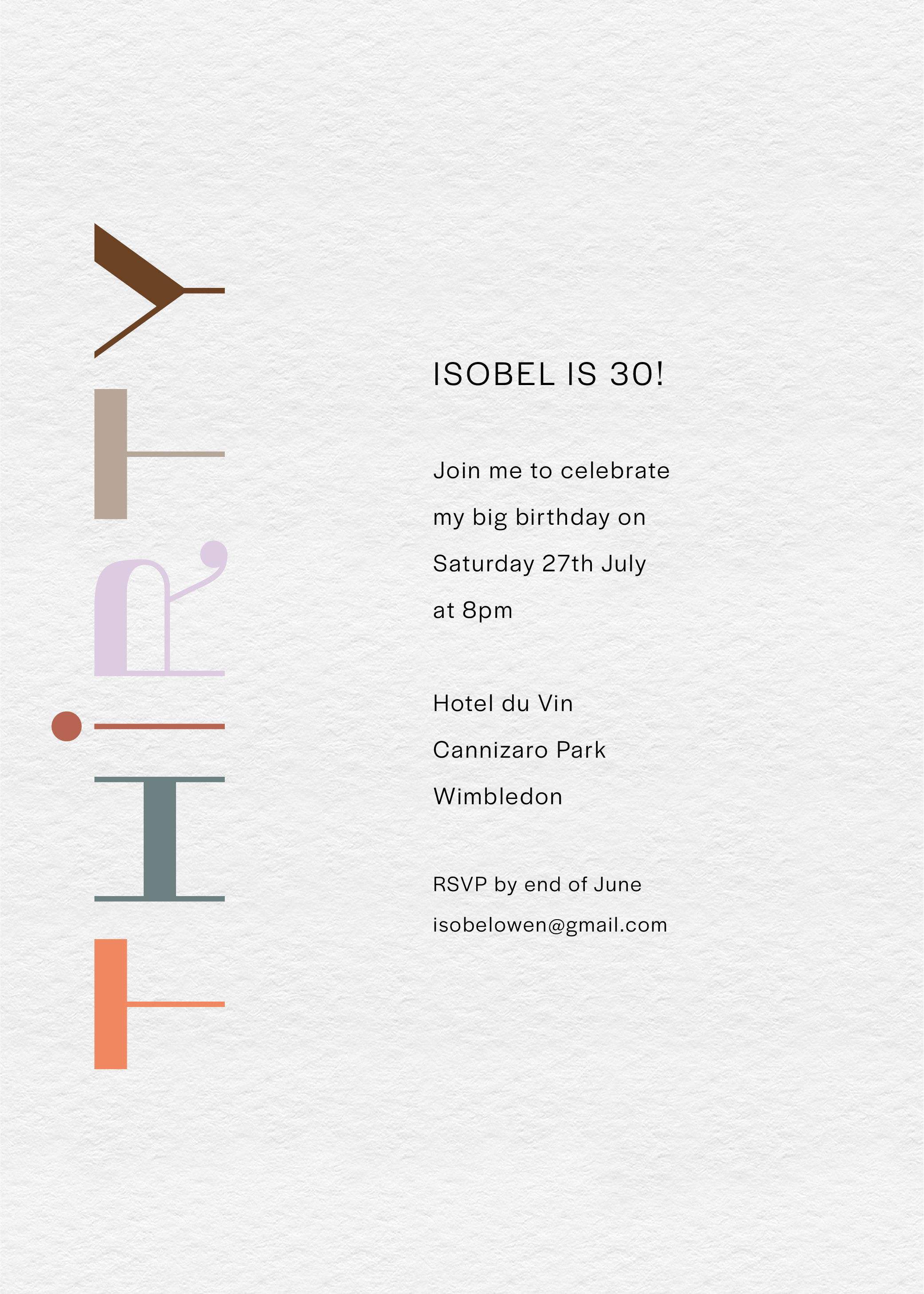 Isobel's Decade Invite — Printed