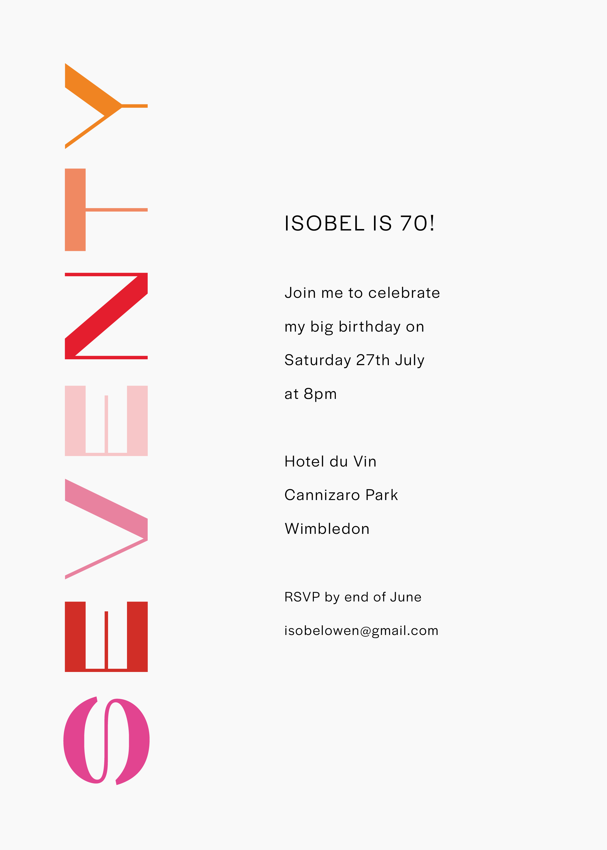 Isobel's Decade Invite — Digital