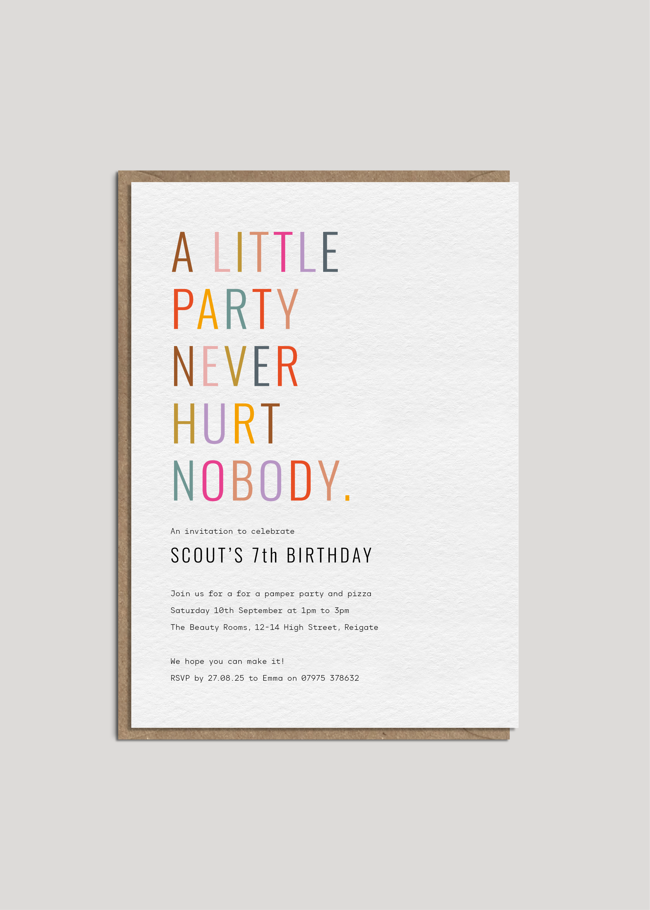 Scout's Rainbow Invite — Printed
