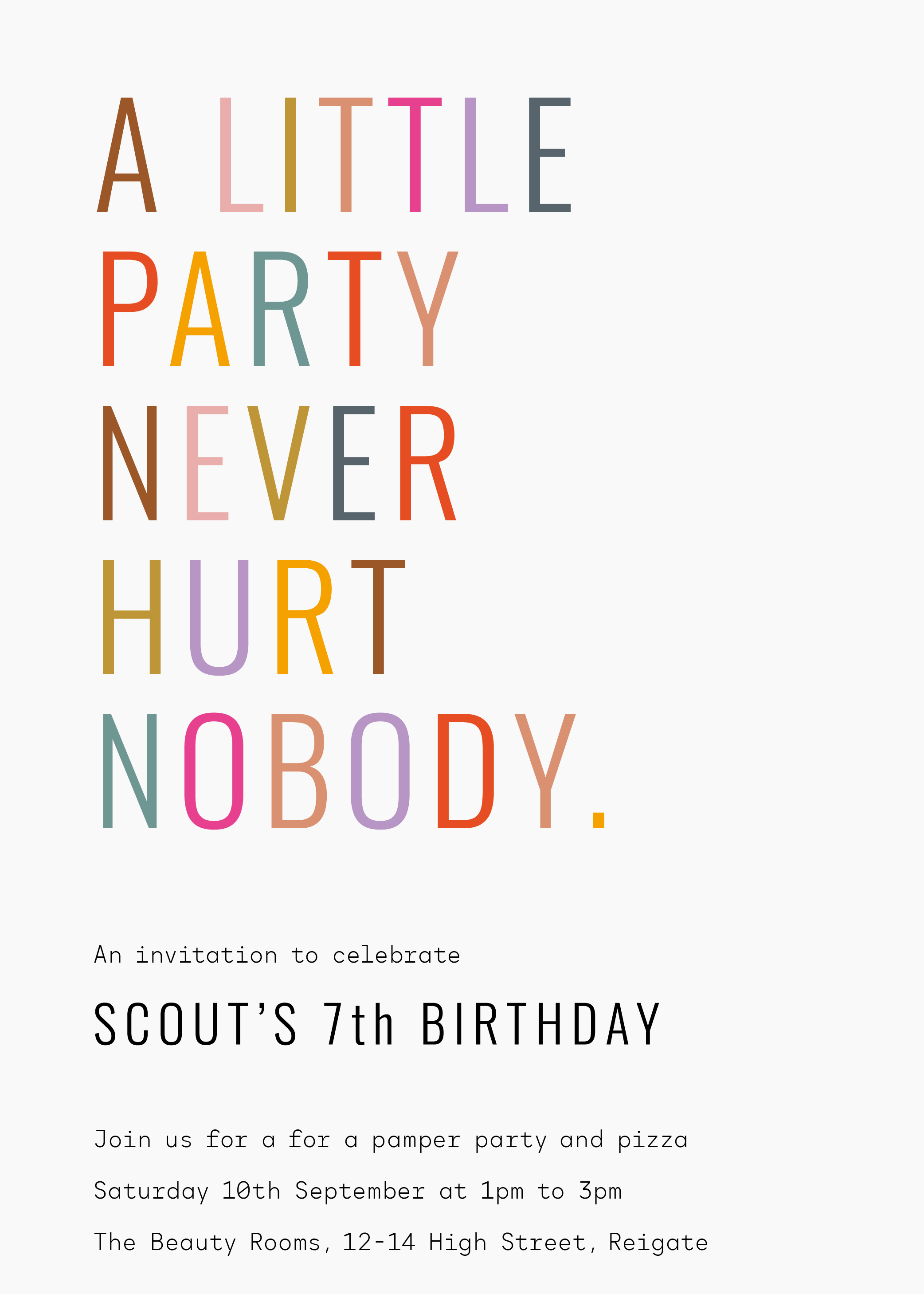 Scout's Rainbow Invite — Printed
