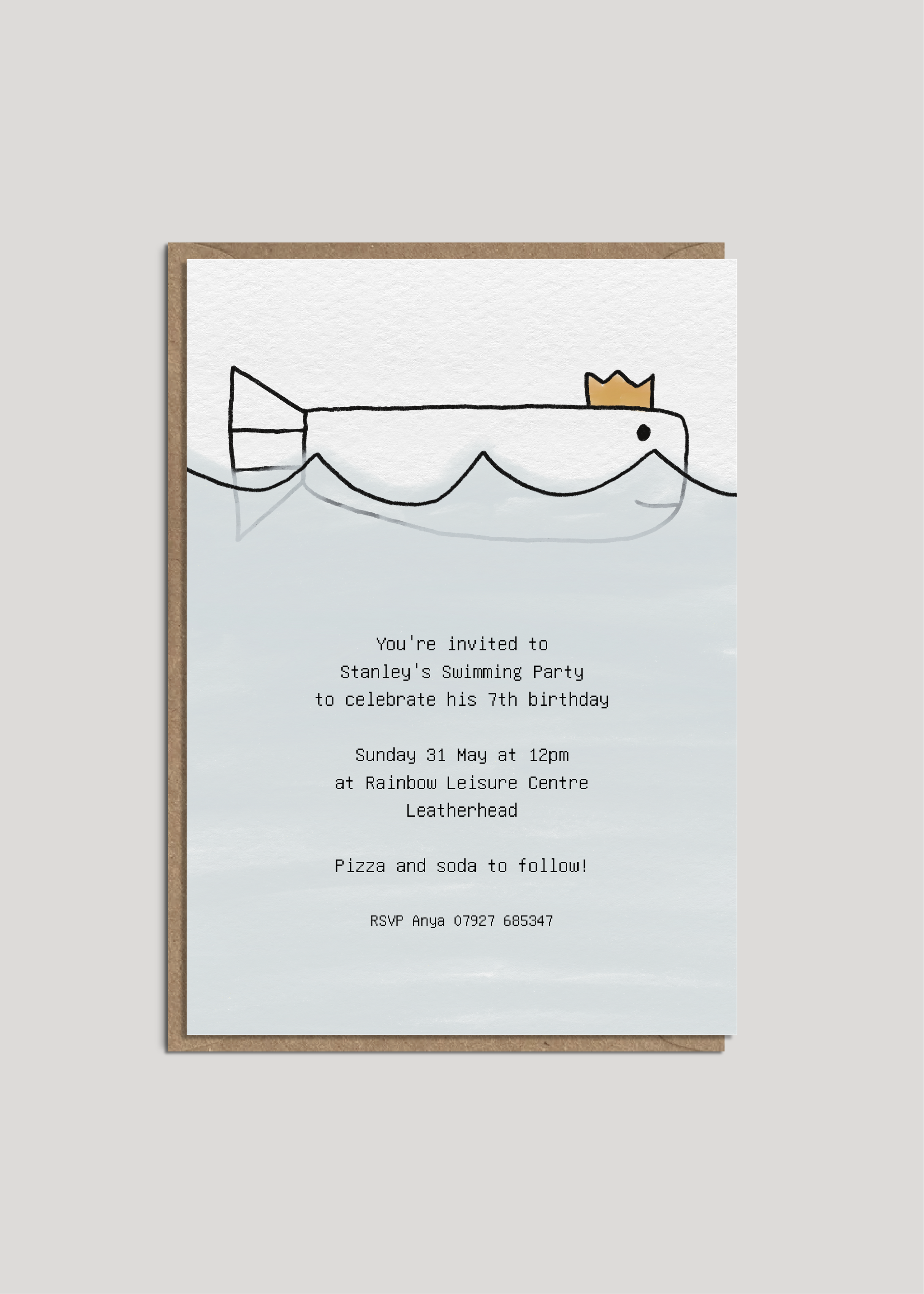 Stan's Whale Invite — Printed