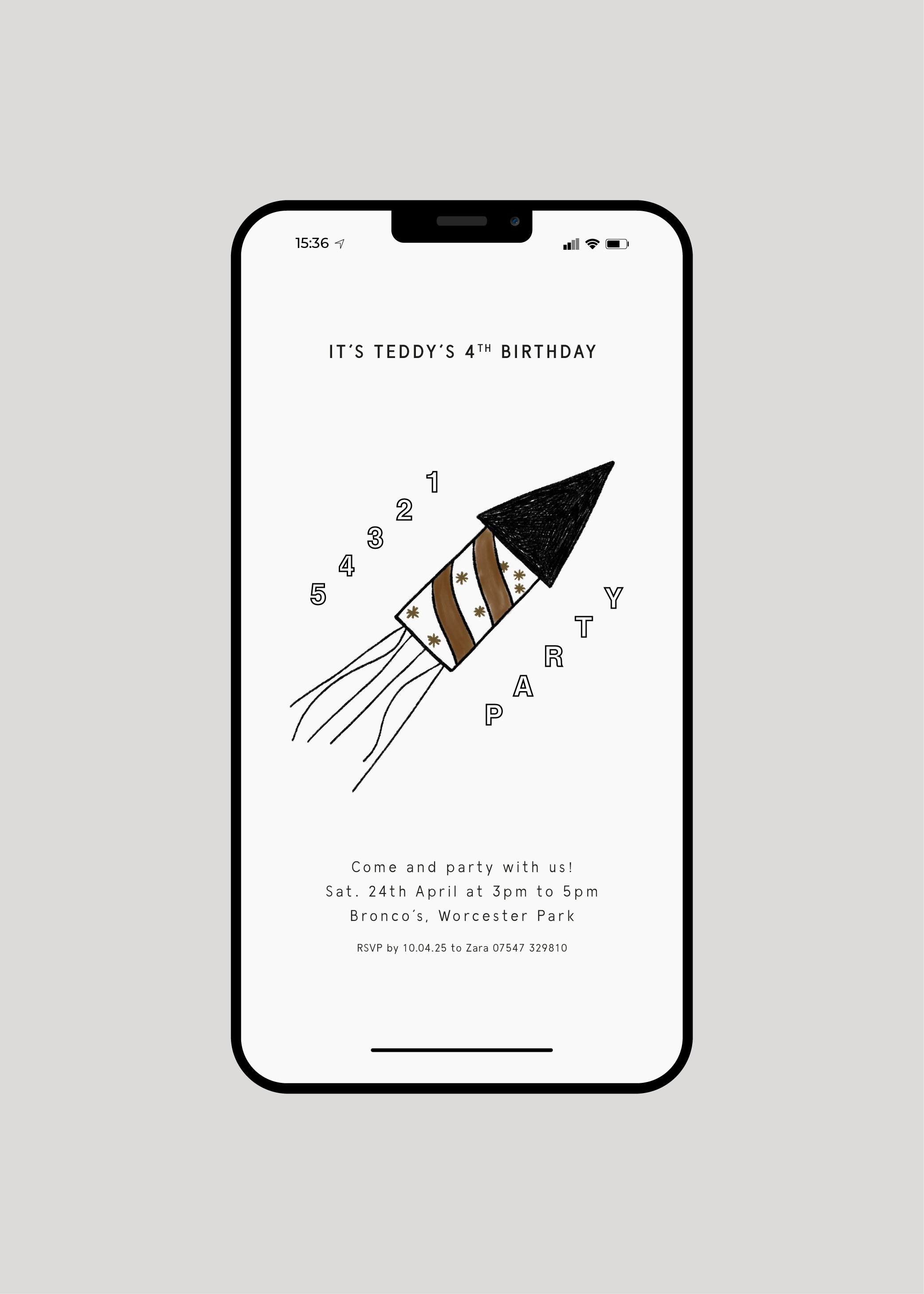 Teddy's Rocket Invite — Digital